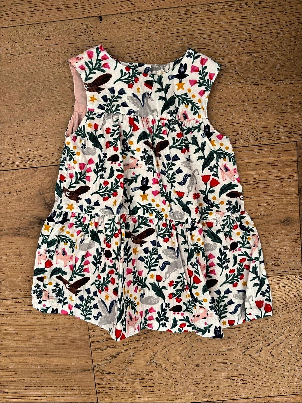 Baby Boden Floral Girls' Dress in White & Multicolor Size 3-6 Months